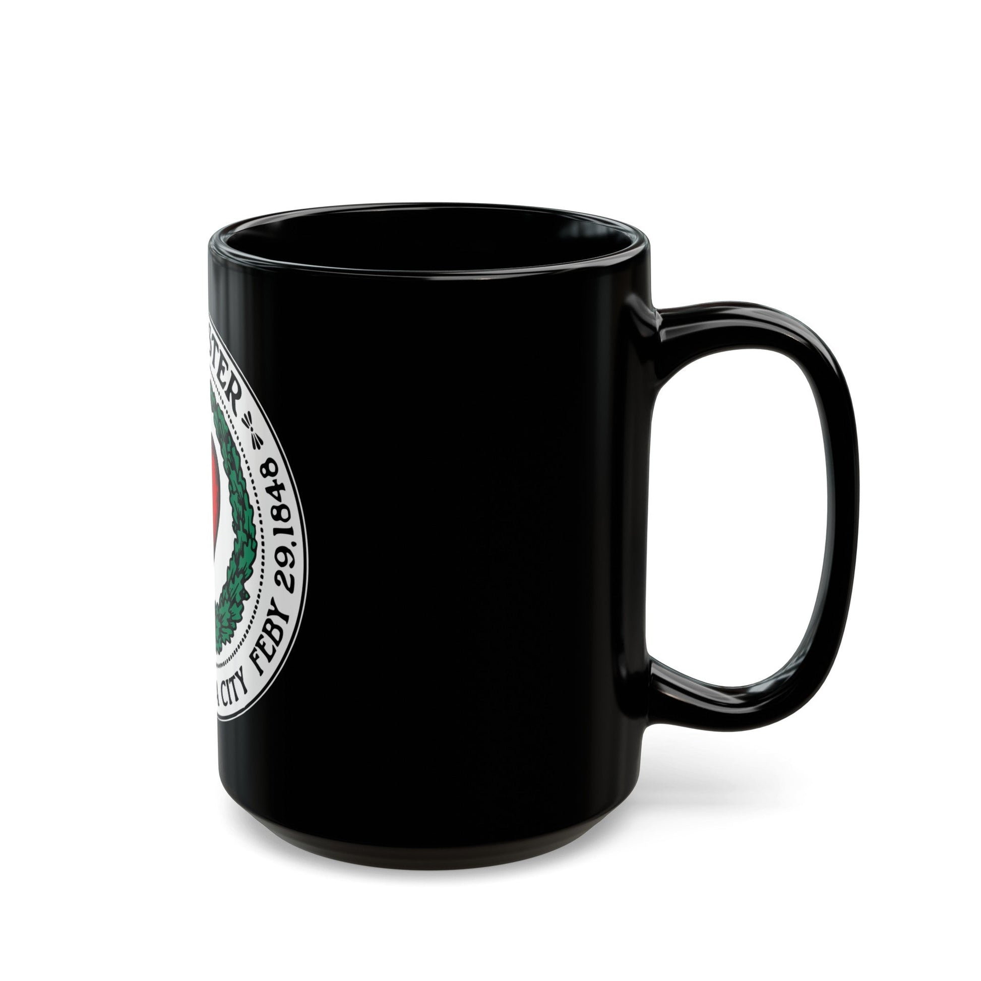 Seal of Worcester Massachusetts - Black Coffee Mug-The Sticker Space