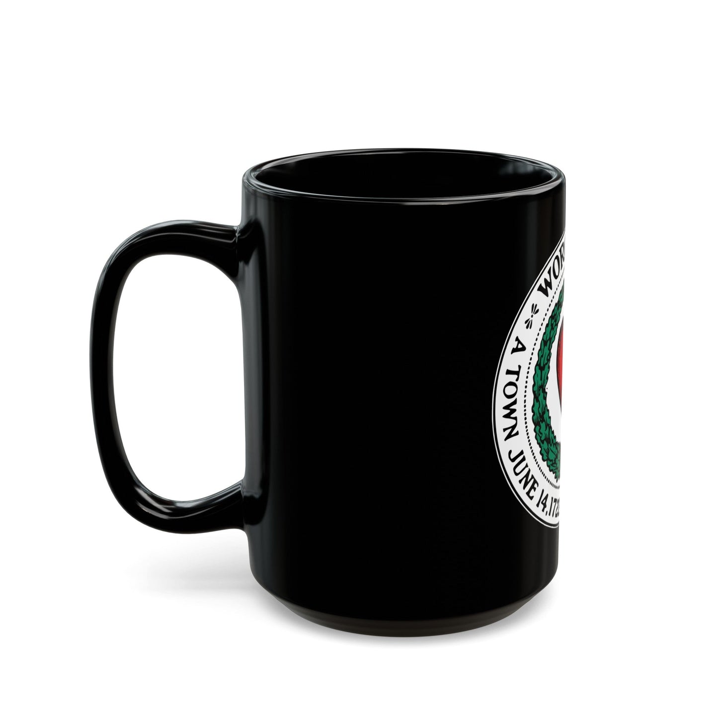 Seal of Worcester Massachusetts - Black Coffee Mug-The Sticker Space