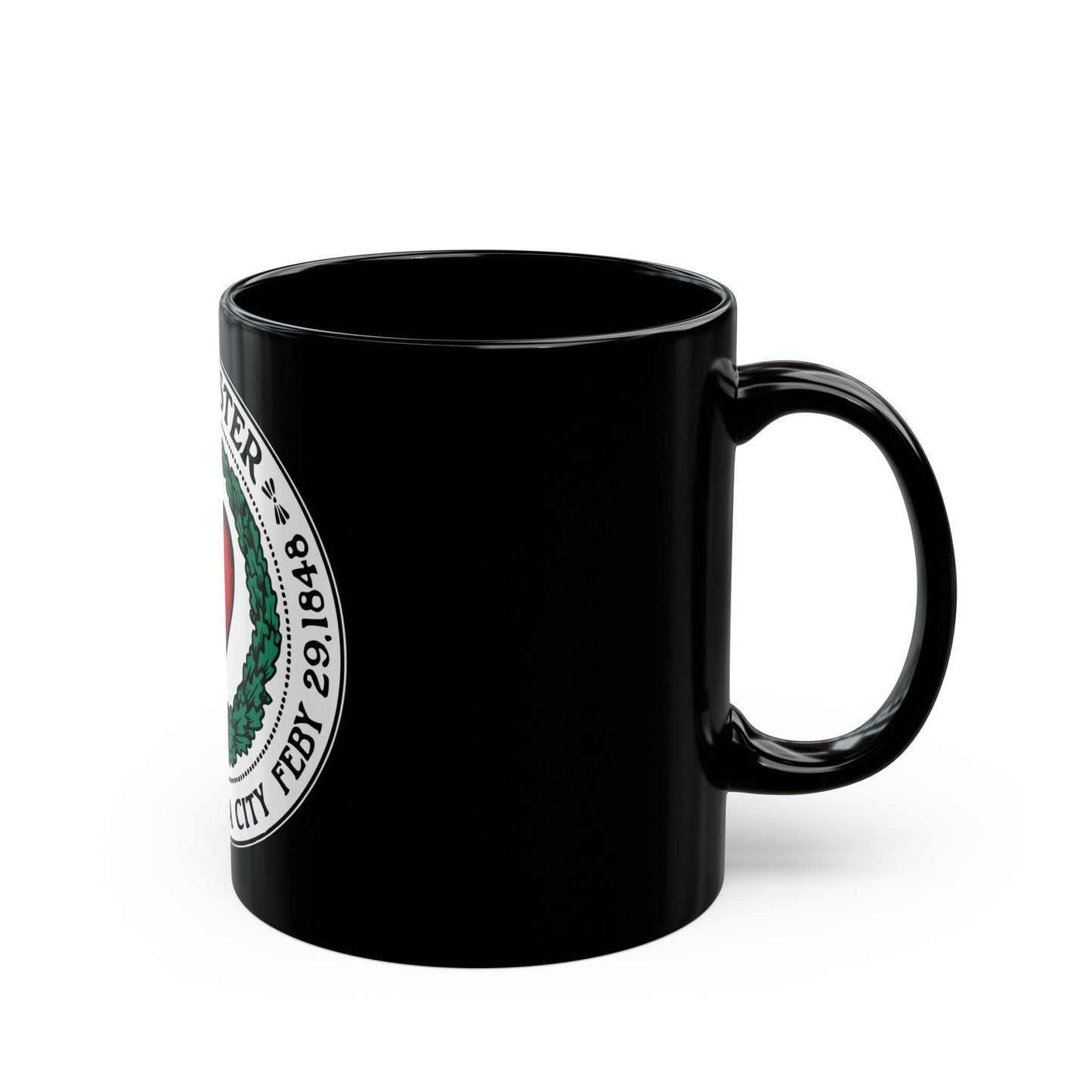 Seal of Worcester Massachusetts - Black Coffee Mug-The Sticker Space