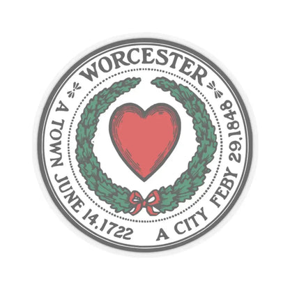 Seal of Worcester Massachusetts - STICKER Vinyl Kiss-Cut Decal 2 Inch Transparent - The Sticker Space