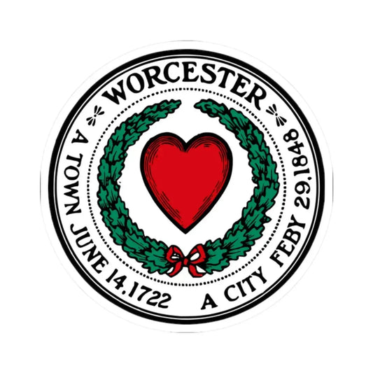 Seal of Worcester Massachusetts - STICKER Vinyl Kiss-Cut Decal 2 Inch White - The Sticker Space
