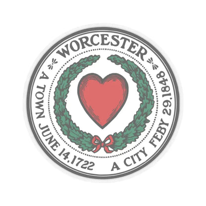Seal of Worcester Massachusetts - STICKER Vinyl Kiss-Cut Decal 3 Inch Transparent - The Sticker Space
