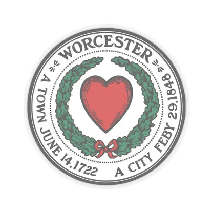 Seal of Worcester Massachusetts - STICKER Vinyl Kiss-Cut Decal 4 Inch Transparent - The Sticker Space