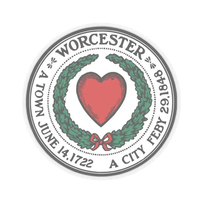 Seal of Worcester Massachusetts - STICKER Vinyl Kiss-Cut Decal 6 Inch Transparent - The Sticker Space