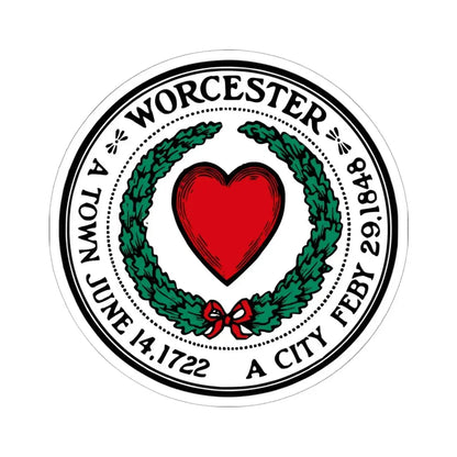 Seal of Worcester Massachusetts - STICKER Vinyl Kiss-Cut Decal 6 Inch White - The Sticker Space