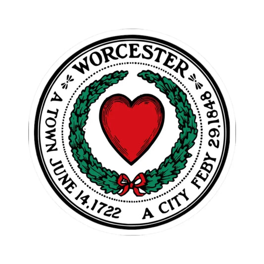 Seal of Worcester Massachusetts (United States) STICKER Vinyl Kiss-Cut Decal 2 Inch White - The Sticker Space