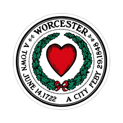 Seal of Worcester Massachusetts USA STICKER Vinyl Die-Cut Decal 3 Inch - The Sticker Space