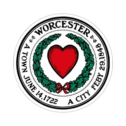 Seal of Worcester Massachusetts USA STICKER Vinyl Die-Cut Decal 4 Inch - The Sticker Space