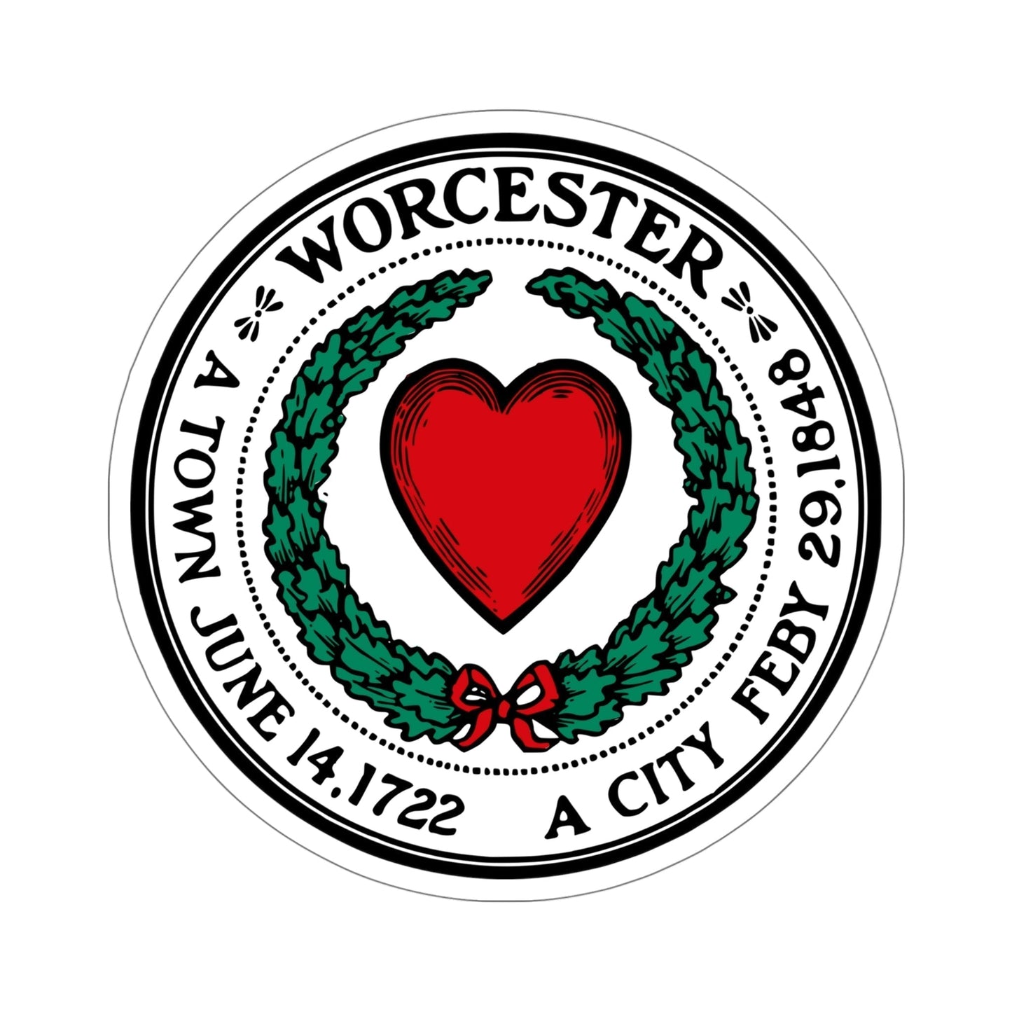 Seal of Worcester Massachusetts USA STICKER Vinyl Die-Cut Decal-5 Inch-The Sticker Space