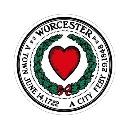 Seal of Worcester Massachusetts USA STICKER Vinyl Die-Cut Decal 5 Inch - The Sticker Space