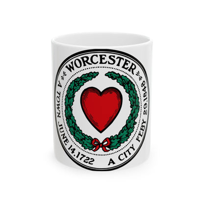 Seal of Worcester Massachusetts - White Coffee Mug-11oz-The Sticker Space