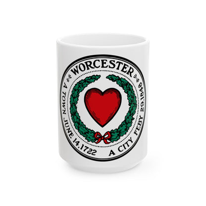 Seal of Worcester Massachusetts - White Coffee Mug-15oz-The Sticker Space