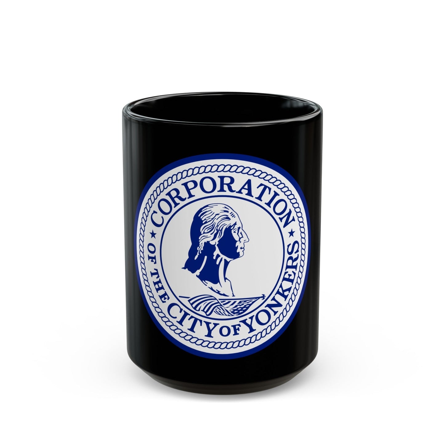 Seal of Yonkers New York - Black Coffee Mug-15oz-The Sticker Space