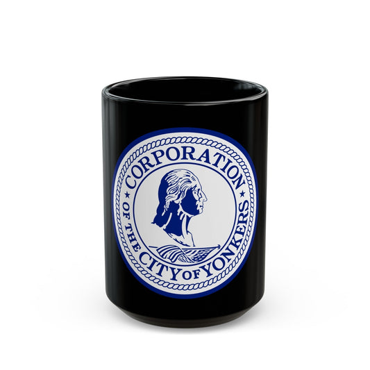 Seal of Yonkers New York - Black Coffee Mug-15oz-The Sticker Space