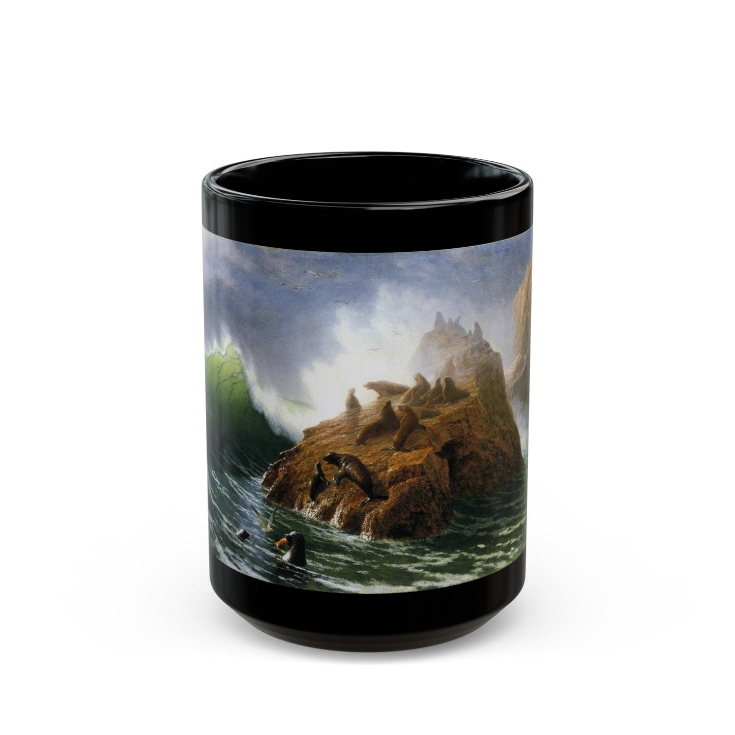 Seal Rock (1872) - Black Coffee Mug-15oz-The Sticker Space