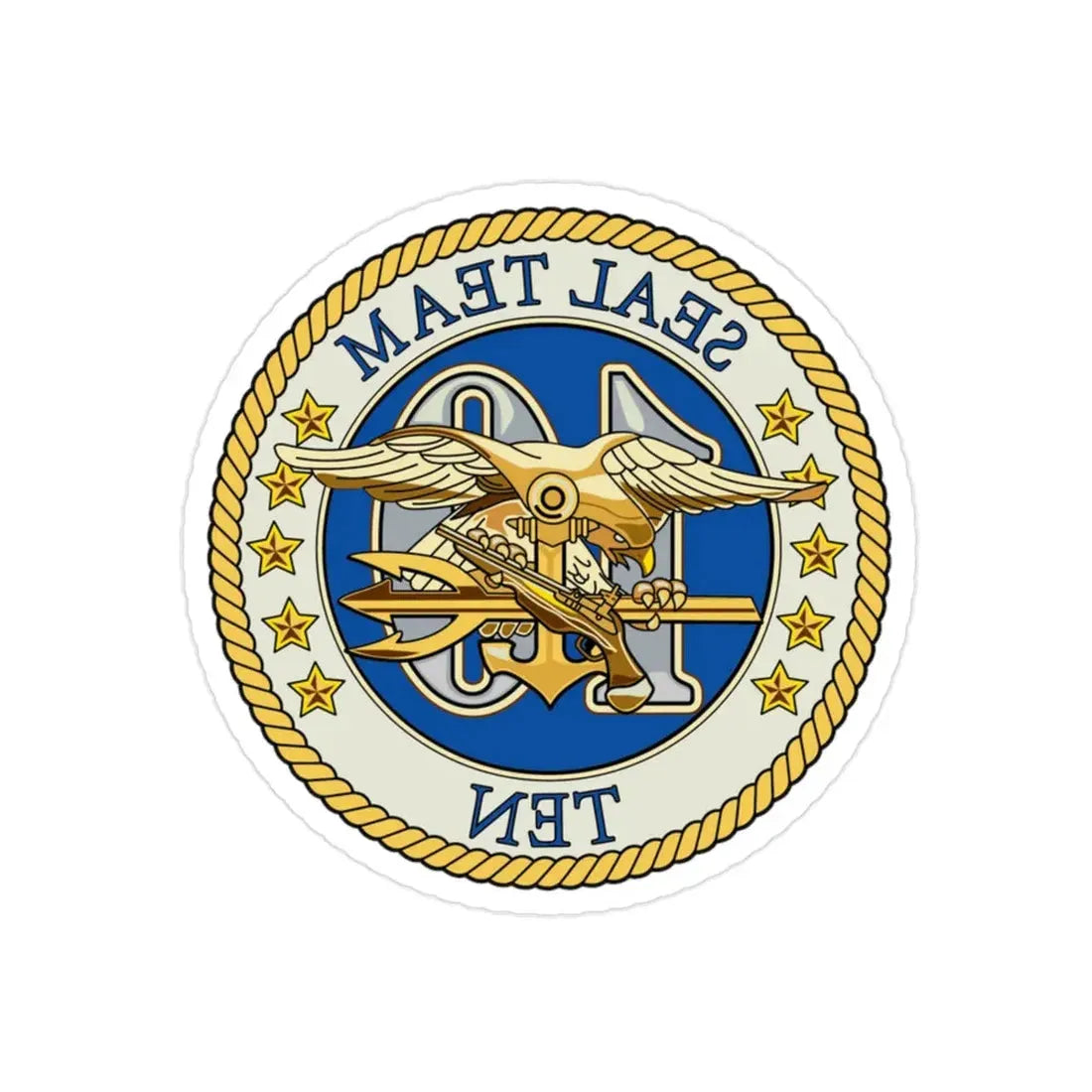 Seal Team 10 Colored (U.S. Navy) REVERSE PRINT Transparent Die-Cut STICKER 2 Inch Die-Cut Transparent - The Sticker Space