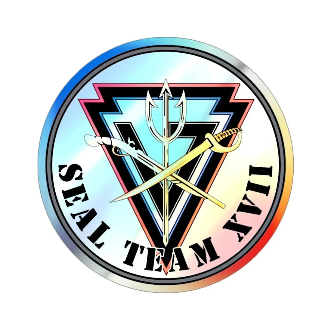Seal Team 17 XVII (U.S. Navy) Holographic STICKER Die-Cut Vinyl Decal 4 Inch Holographic - The Sticker Space