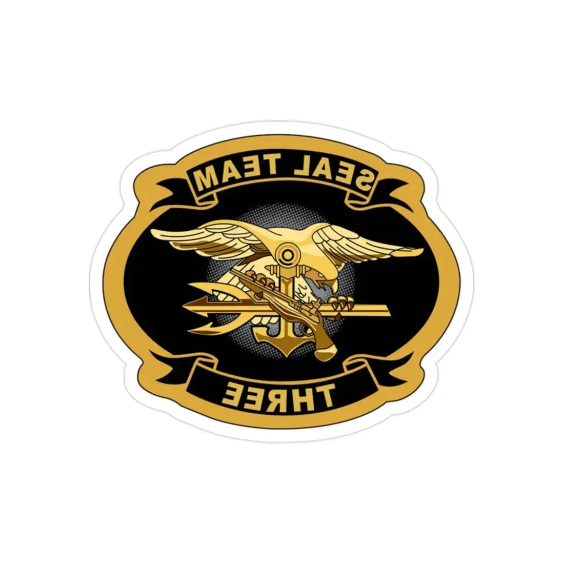 Seal Team 3 (U.S. Navy) REVERSE PRINT Transparent Die-Cut STICKER 2 Inch Die-Cut Transparent - The Sticker Space