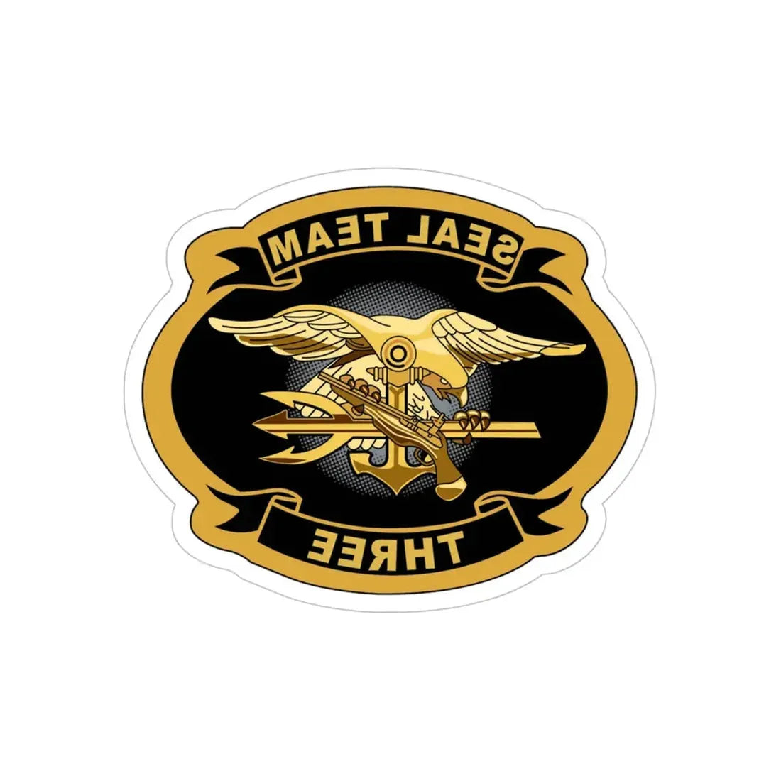 Seal Team 3 (U.S. Navy) REVERSE PRINT Transparent Die-Cut STICKER 4 Inch Die-Cut Transparent - The Sticker Space