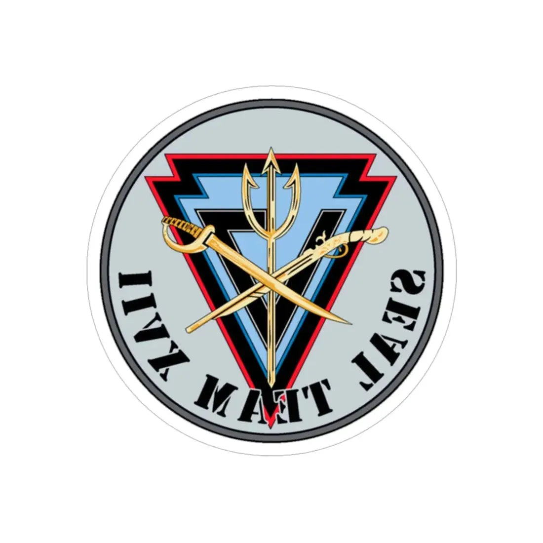 Seal Team XVII (U.S. Navy) REVERSE PRINT Transparent Die-Cut STICKER 5 Inch Die-Cut Transparent - The Sticker Space