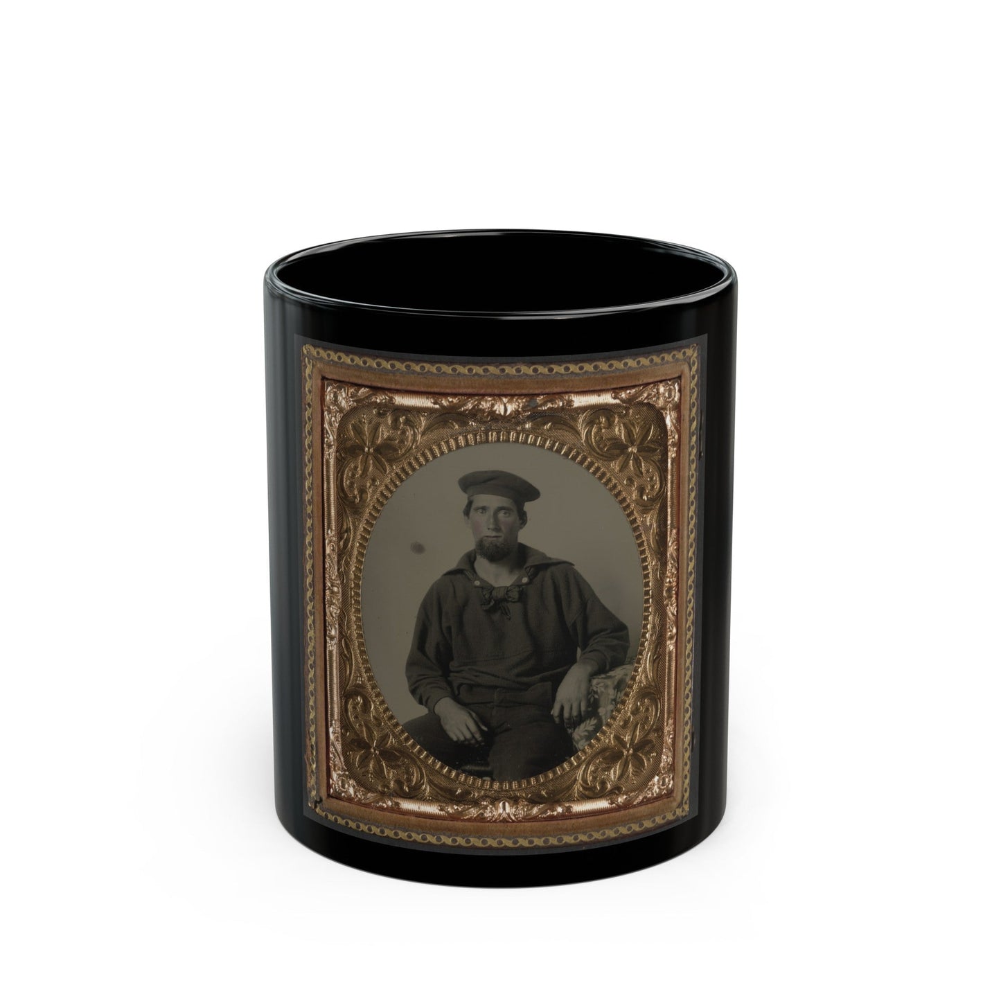 Seaman Ebenezer Mckay Of U.S. Navy In Uniform (U.S. Civil War) Black Coffee Mug-11oz-The Sticker Space