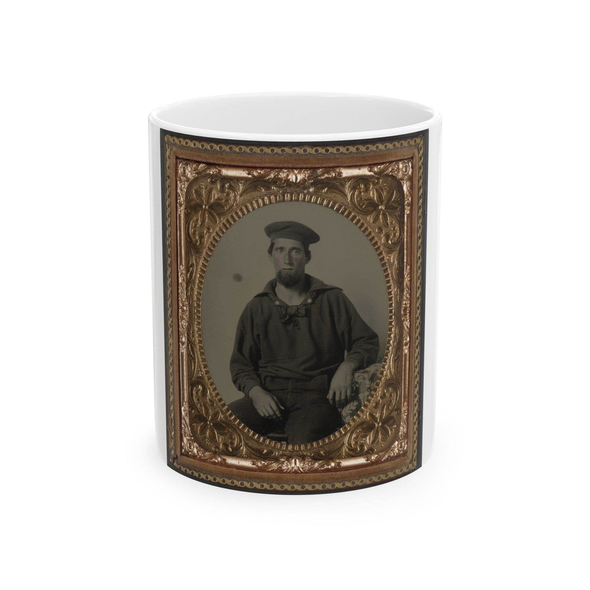 Seaman Ebenezer Mckay Of U.S. Navy In Uniform (U.S. Civil War) White Coffee Mug-11oz-The Sticker Space