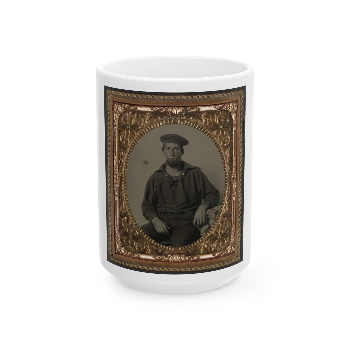 Seaman Ebenezer Mckay Of U.S. Navy In Uniform (U.S. Civil War) White Coffee Mug-15oz-The Sticker Space