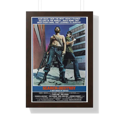 SEARCH AND DESTROY 1979 - Framed Movie Poster 16″ x 24″ Walnut - The Sticker Space
