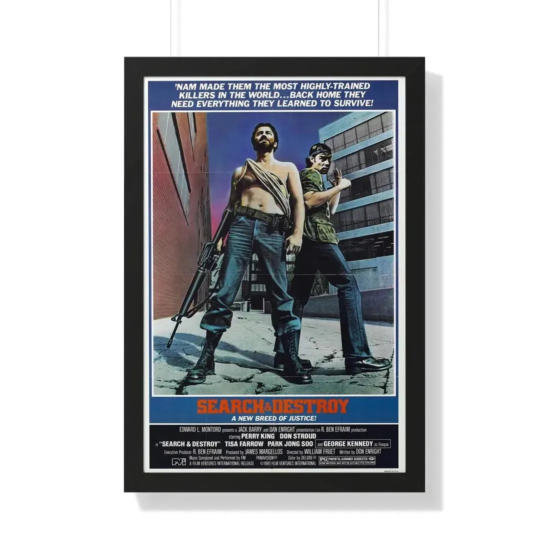 SEARCH AND DESTROY 1979 - Framed Movie Poster 20" x 30" Black - The Sticker Space