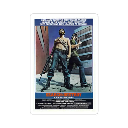 SEARCH AND DESTROY 1979 Movie Poster - STICKER Vinyl Kiss-Cut Decal 2 Inch White - The Sticker Space