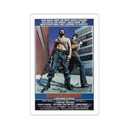 SEARCH AND DESTROY 1979 Movie Poster - STICKER Vinyl Kiss-Cut Decal 3 Inch White - The Sticker Space
