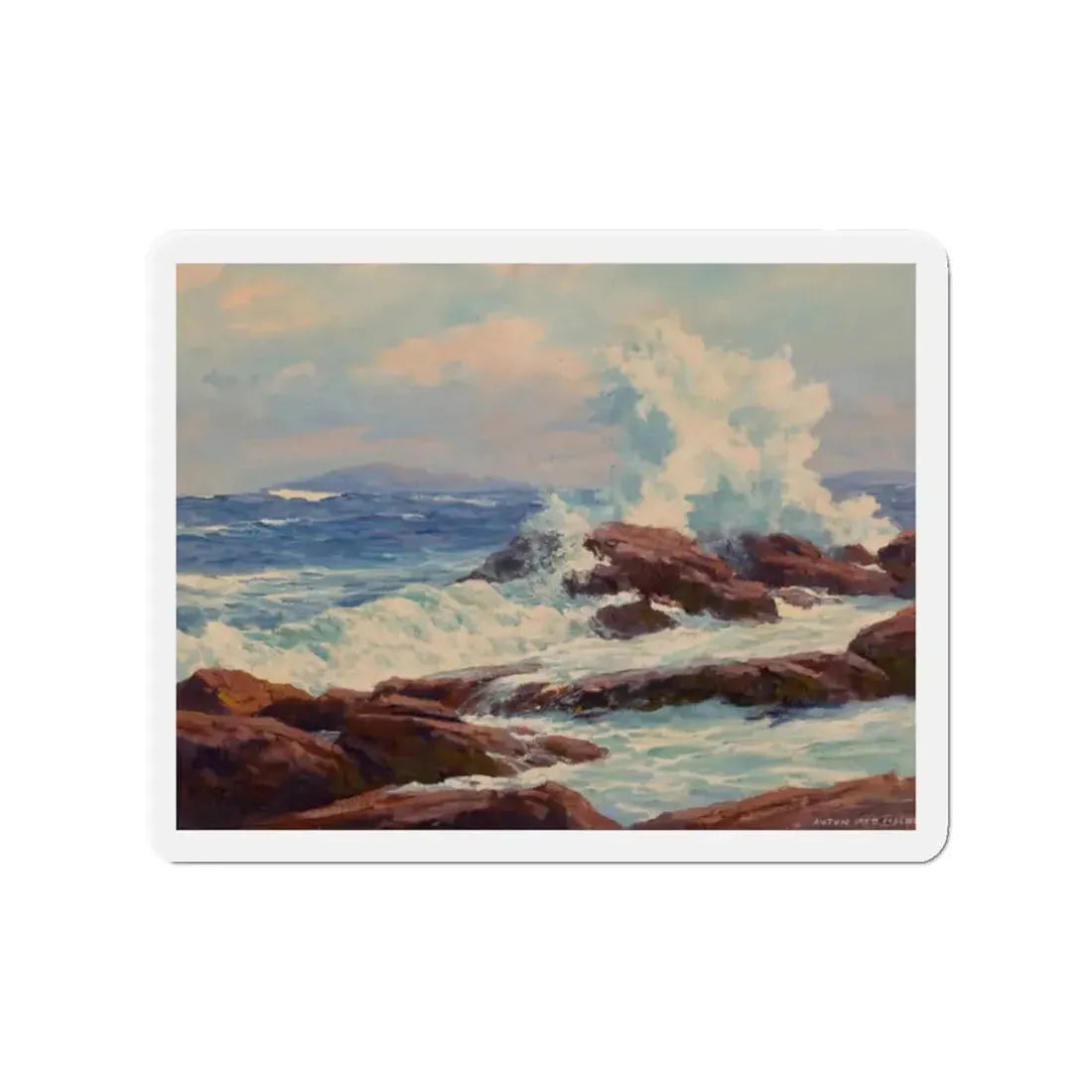 Seascape (2) (Magazine Illustration) Refrigerator Magnet 2 Inch Die-Cut - The Sticker Space