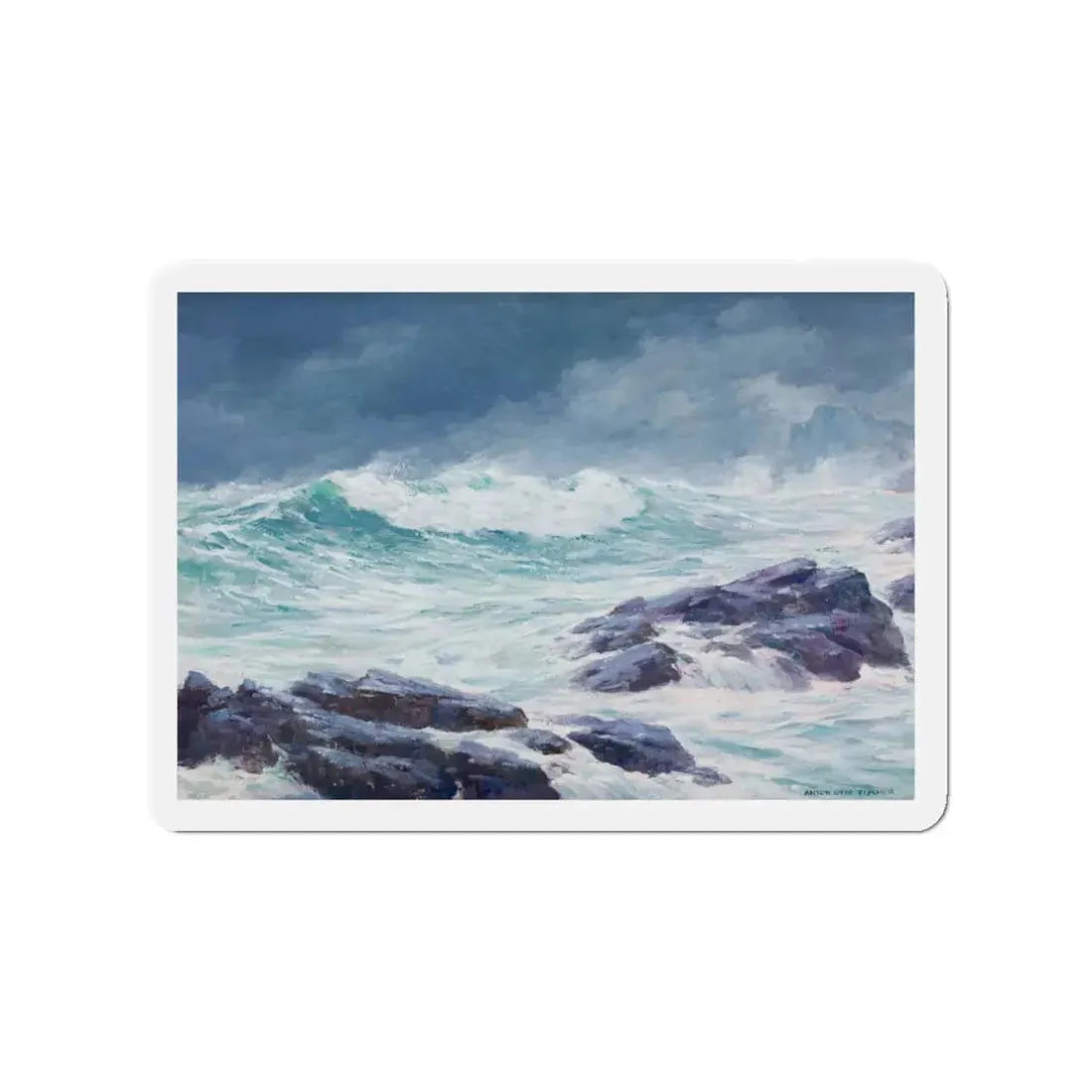 Seascape (3) (Magazine Illustration) Refrigerator Magnet 3 Inch Die-Cut - The Sticker Space