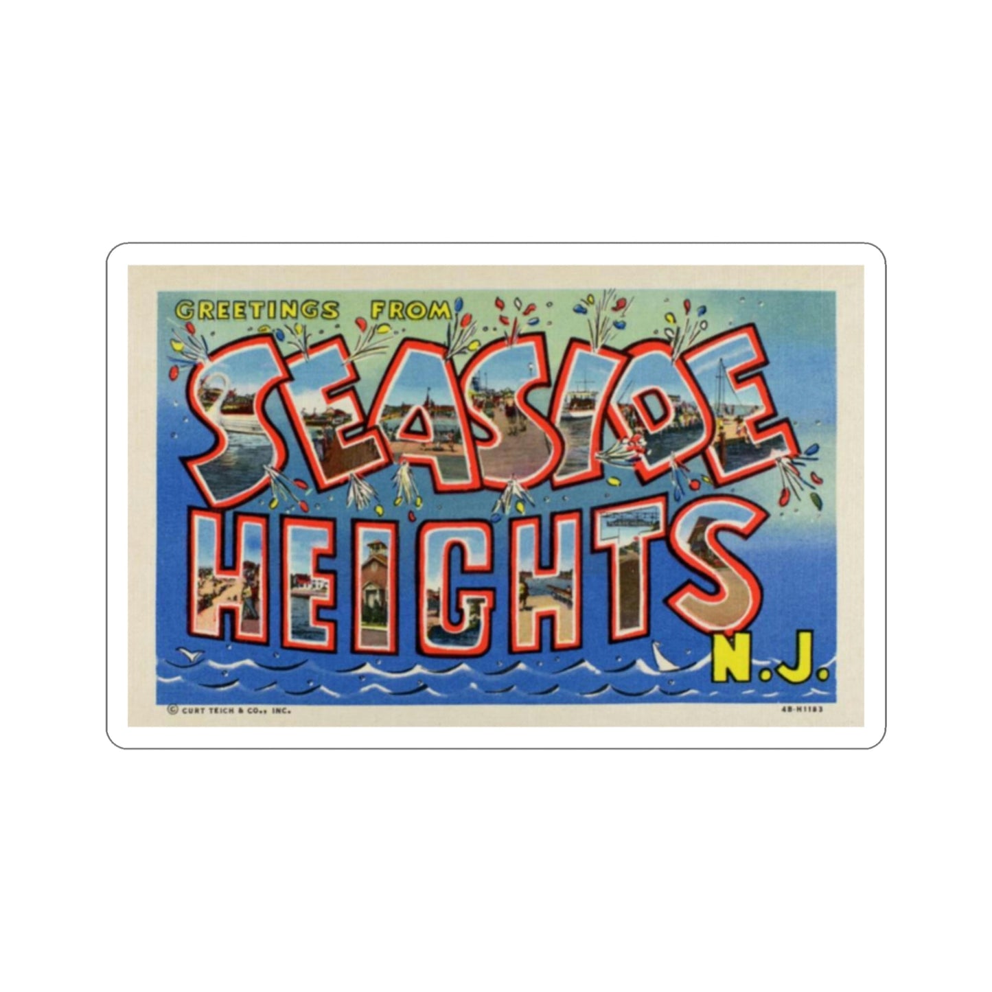 Seaside Heights NJ (Greeting Cards) STICKER Vinyl Die-Cut Decal-2 Inch-The Sticker Space