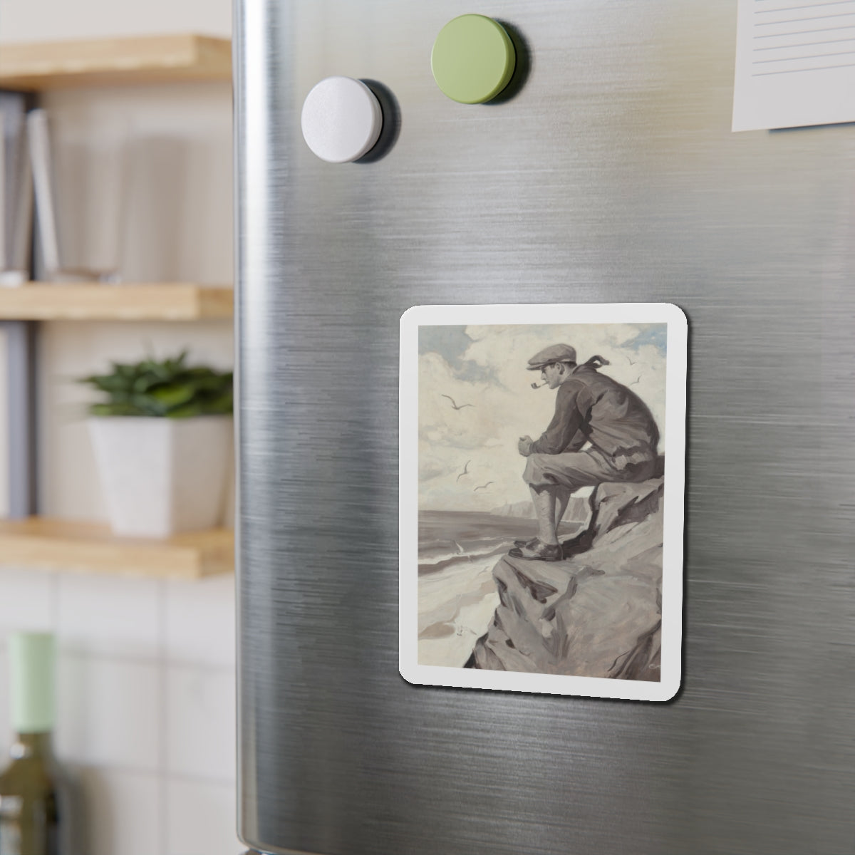 Seaside Smoke (Magazine Illustration) Refrigerator Magnet-The Sticker Space