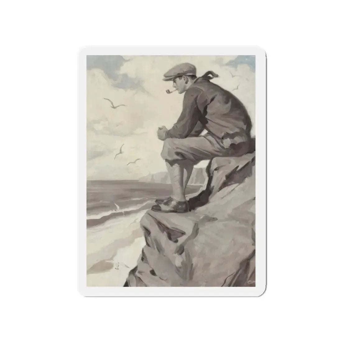 Seaside Smoke (Magazine Illustration) Refrigerator Magnet 2 Inch Die-Cut - The Sticker Space