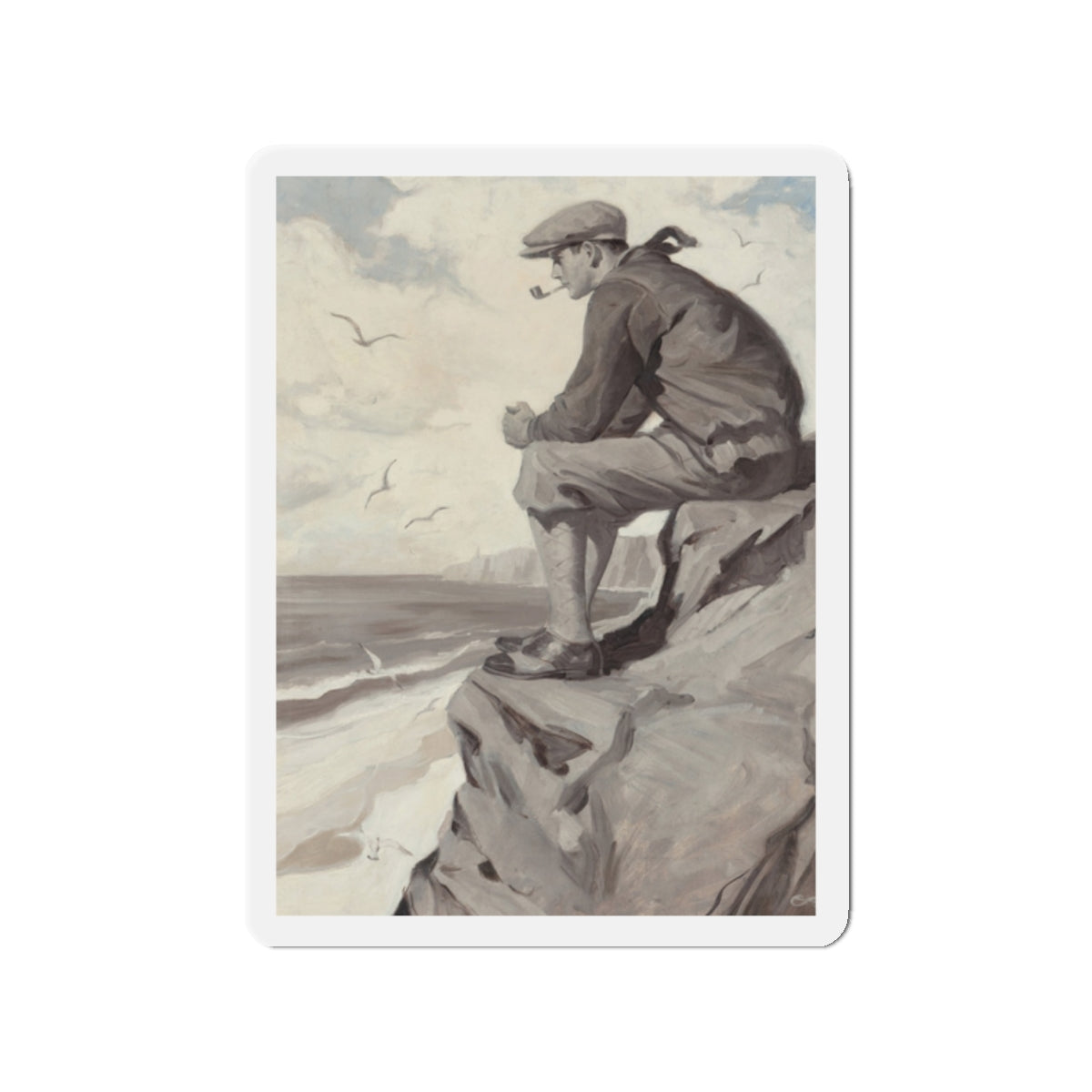 Seaside Smoke (Magazine Illustration) Refrigerator Magnet-2" x 2"-The Sticker Space