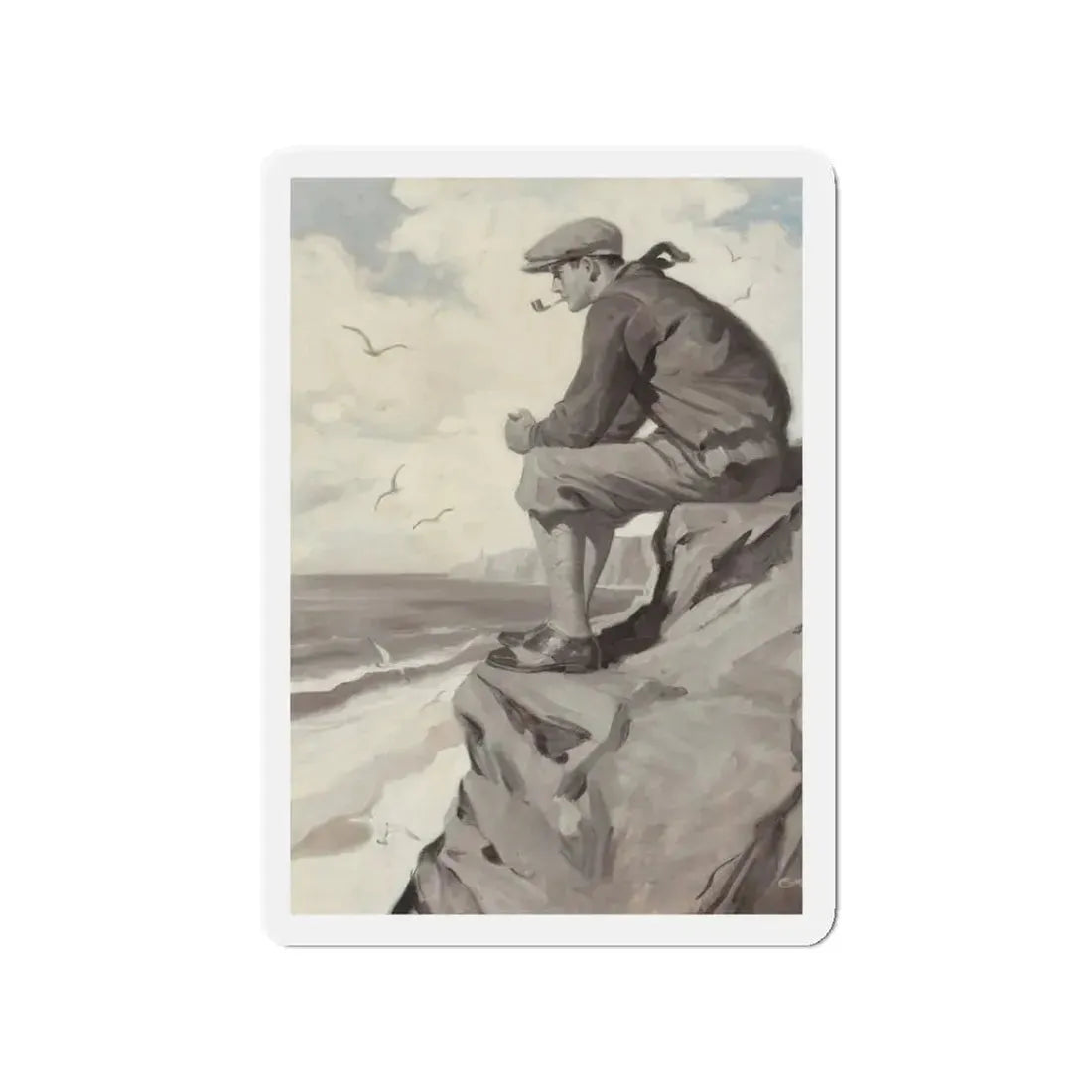 Seaside Smoke (Magazine Illustration) Refrigerator Magnet 3 Inch Die-Cut - The Sticker Space