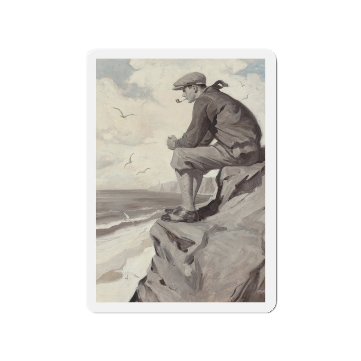 Seaside Smoke (Magazine Illustration) Refrigerator Magnet-3" x 3"-The Sticker Space