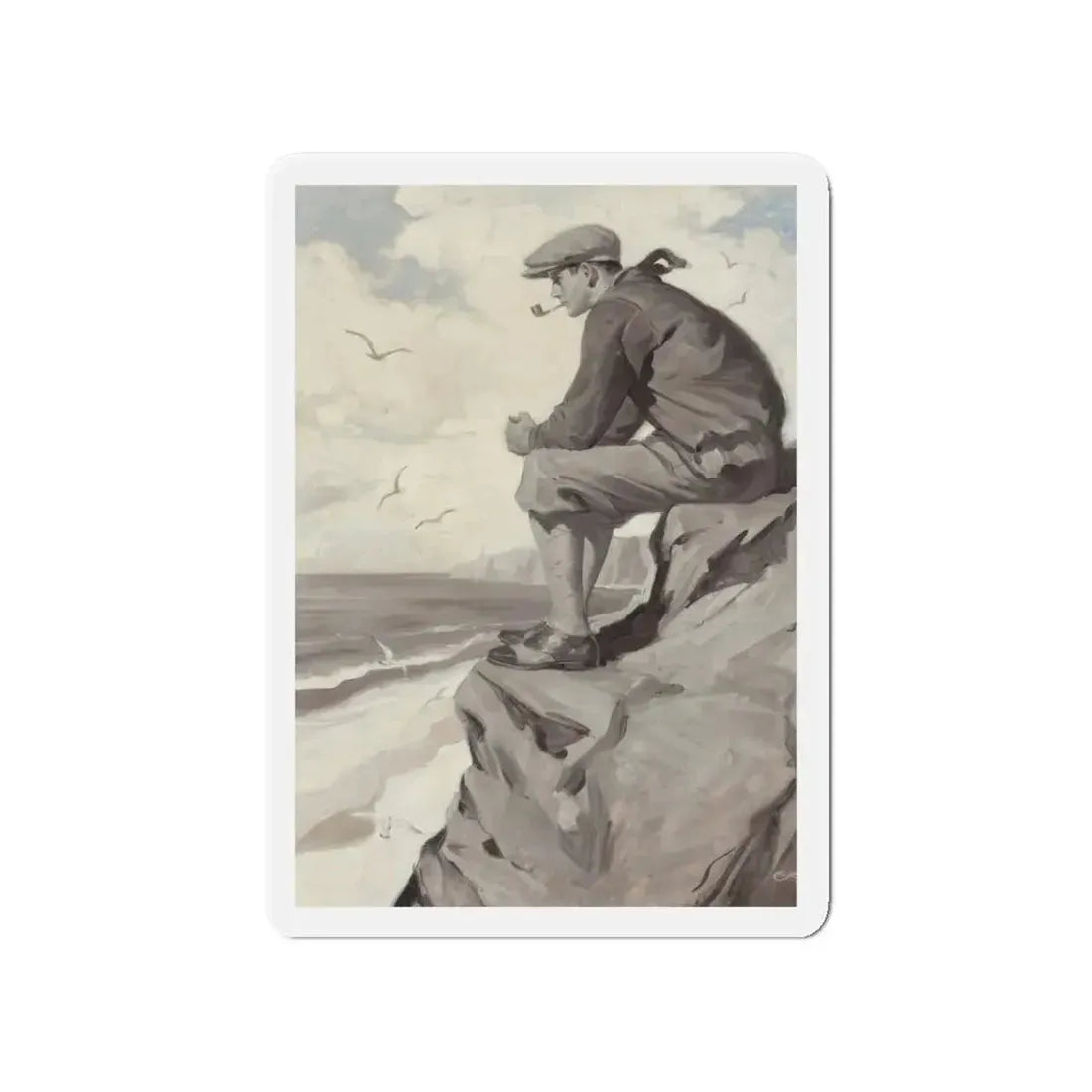 Seaside Smoke (Magazine Illustration) Refrigerator Magnet 4 Inch Die-Cut - The Sticker Space