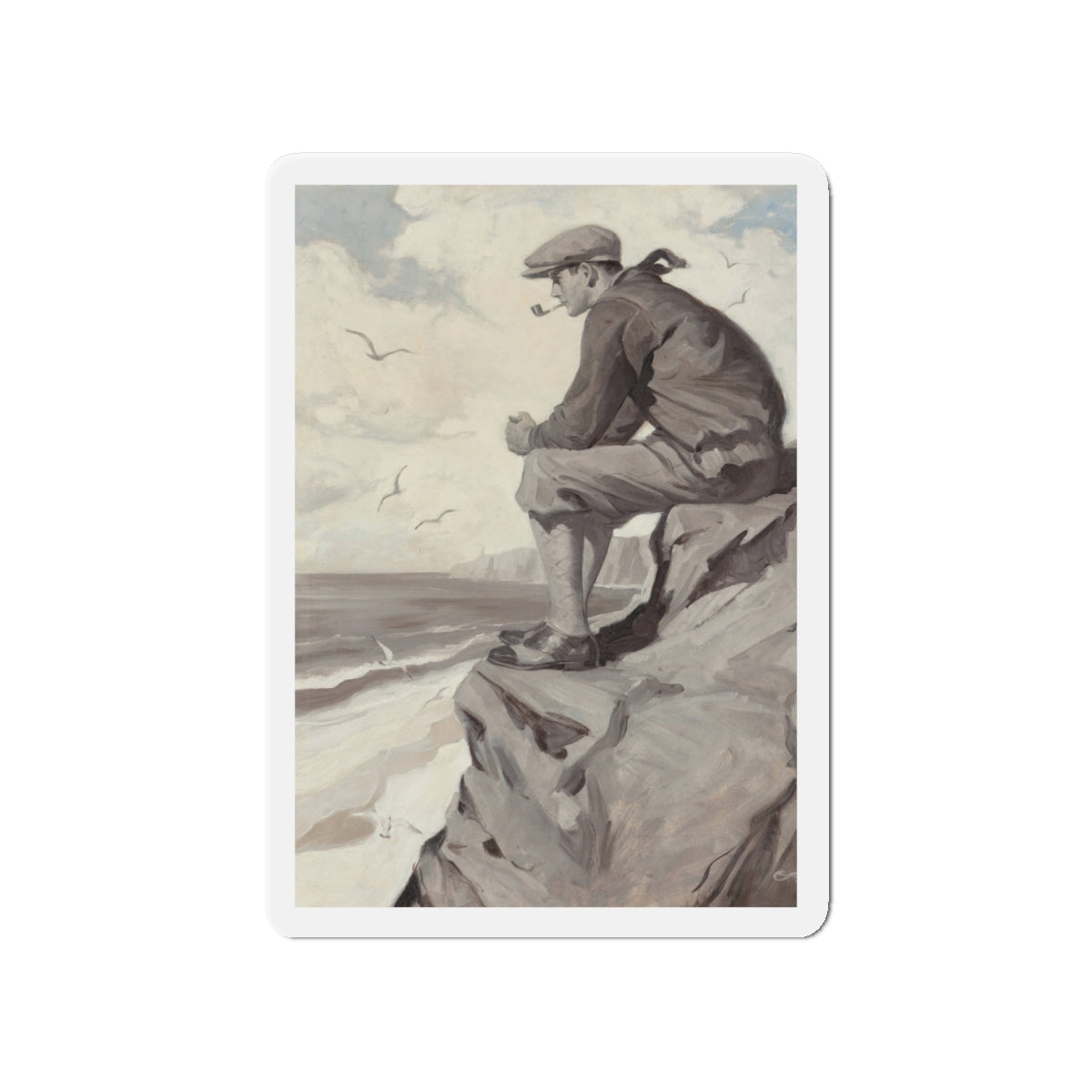 Seaside Smoke (Magazine Illustration) Refrigerator Magnet-4" x 4"-The Sticker Space