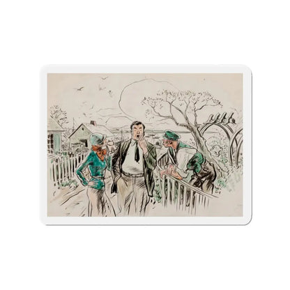 Seaside Town, Woman's Home Companion interior illustration (Magazine Illustration) Refrigerator Magnet 3 Inch Die-Cut - The Sticker Space