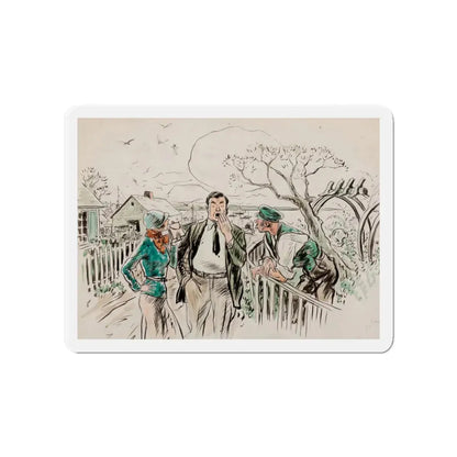 Seaside Town, Woman's Home Companion interior illustration (Magazine Illustration) Refrigerator Magnet 4 Inch Die-Cut - The Sticker Space