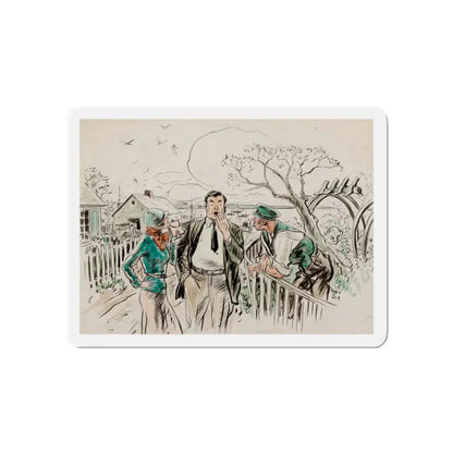 Seaside Town, Woman's Home Companion interior illustration (Magazine Illustration) Refrigerator Magnet 5 Inch Die-Cut - The Sticker Space