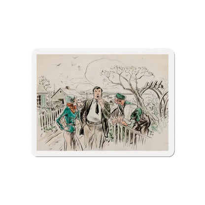 Seaside Town, Woman's Home Companion interior illustration (Magazine Illustration) Refrigerator Magnet 6 Inch Die-Cut - The Sticker Space