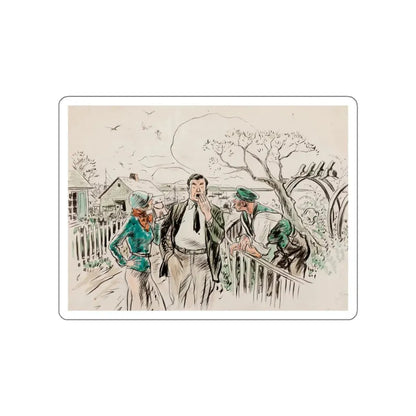 Seaside Town, Woman's Home Companion interior illustration (Magazine Illustration) STICKER Vinyl Die-Cut Decal White Die-Cut 5 Inch - The Sticker Space