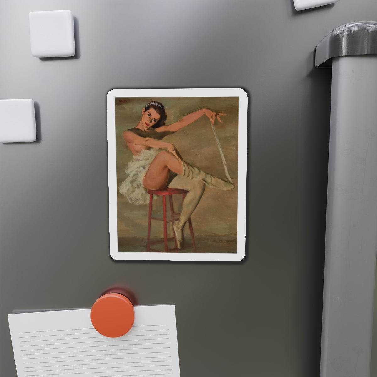 Seated Ballerina (Magazine Illustration) Refrigerator Magnet-The Sticker Space