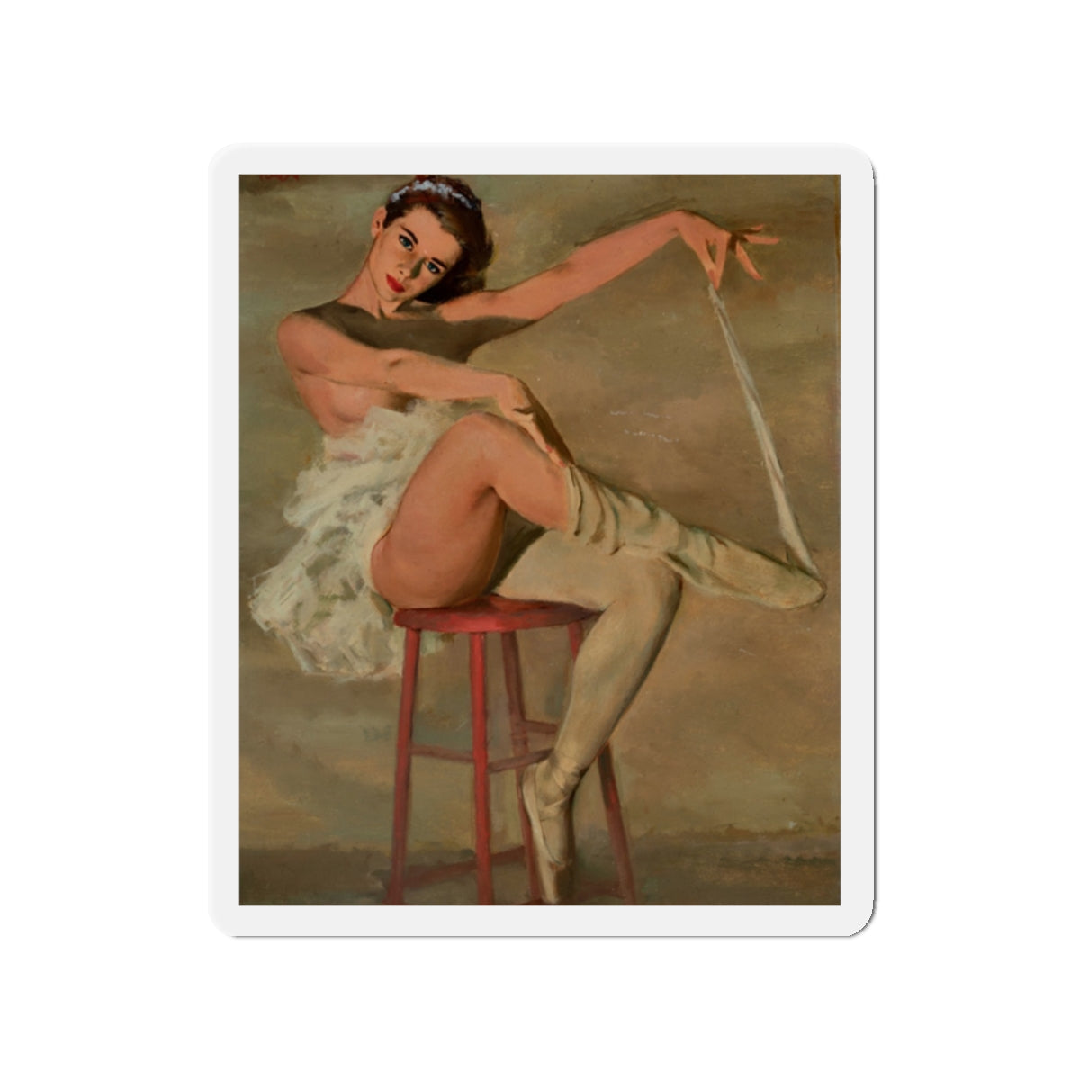 Seated Ballerina (Magazine Illustration) Refrigerator Magnet-2" x 2"-The Sticker Space