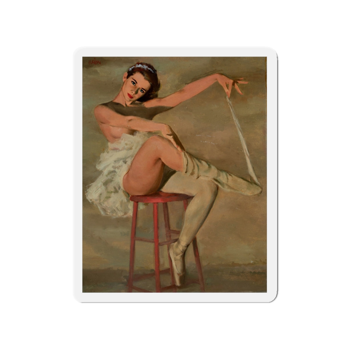 Seated Ballerina (Magazine Illustration) Refrigerator Magnet-3" x 3"-The Sticker Space