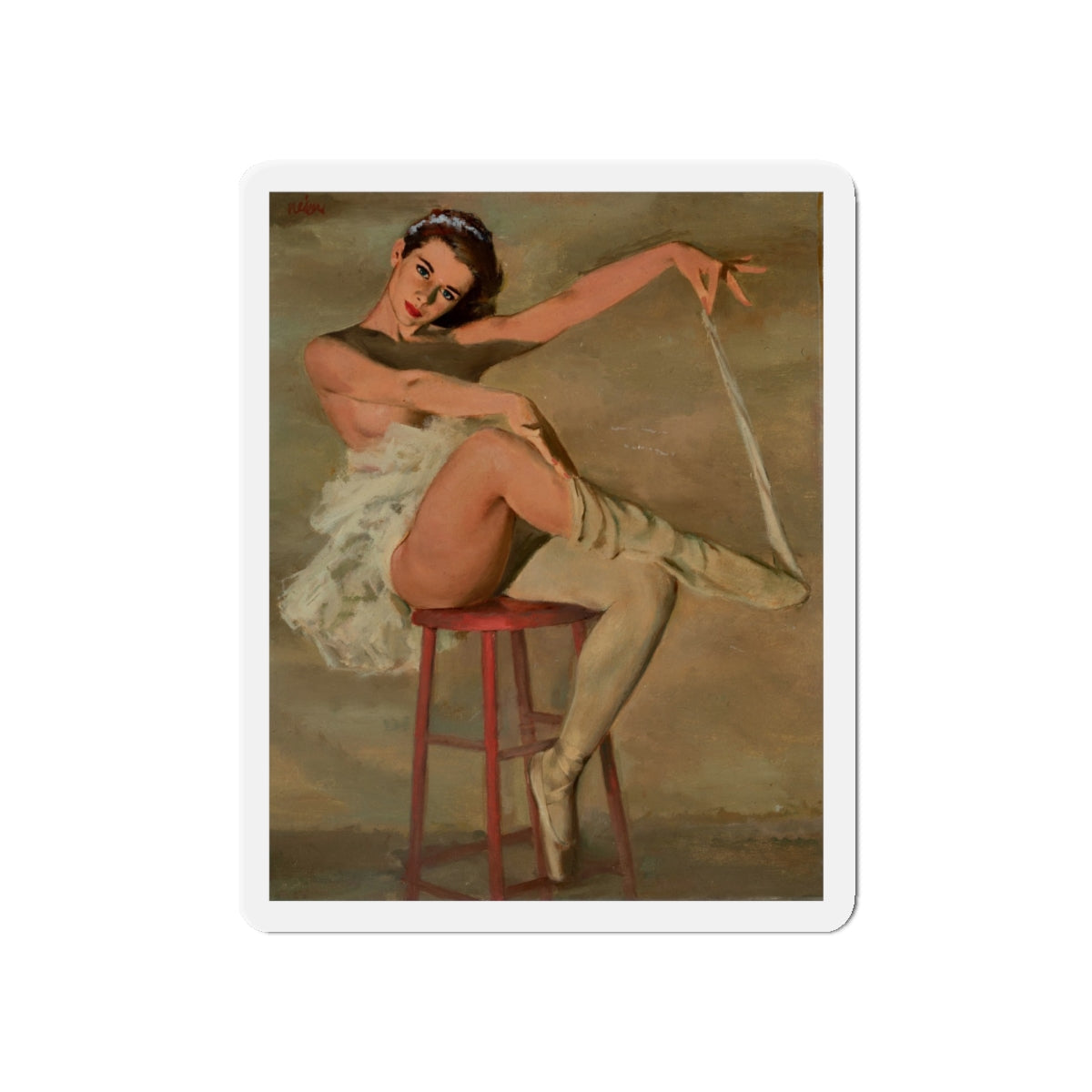 Seated Ballerina (Magazine Illustration) Refrigerator Magnet-5" x 5"-The Sticker Space